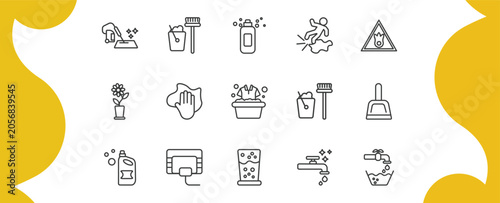 Foto cleaning outline icon set