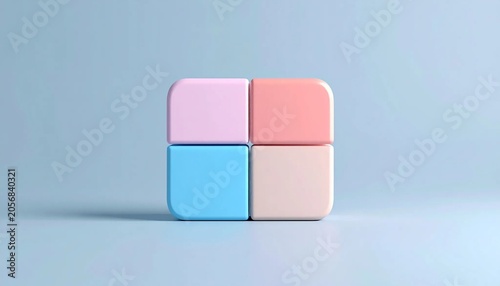 3D split square A/B test icon with zones isolated on white background