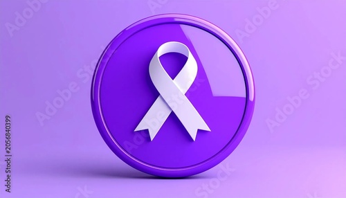Glossy purple circular button with white bookmark icon isolated on whi
