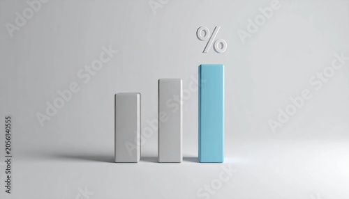3D bar chart with percentage symbol CPM icon isolated on white backgro