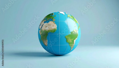 3D stylized earth with longitude and latitude lines icon isolated on w