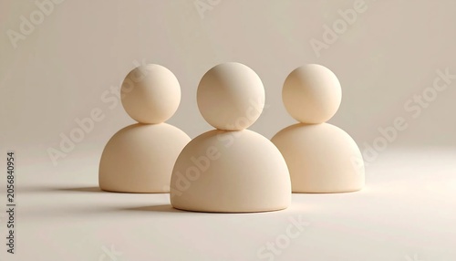 3D three overlapping user silhouettes group icon isolated on white bac