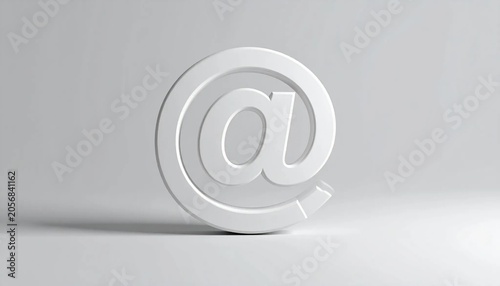 3D rounded at sign mention icon isolated on white background