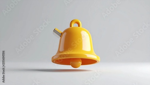 3D bell with diagonal slash mute notifications icon isolated on white