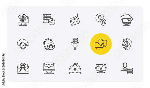 Foto internet security outline icon set
