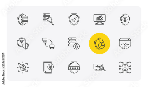 Fotografie internet security outline icon set
