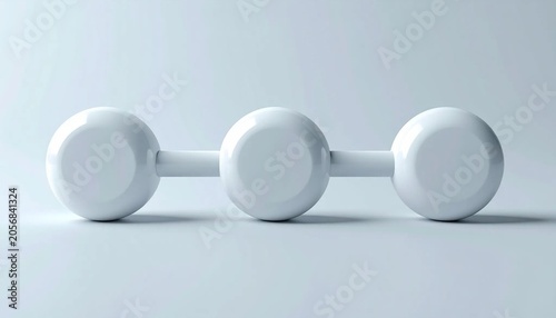 3D three connected nodes content pipeline icon isolated on white backg