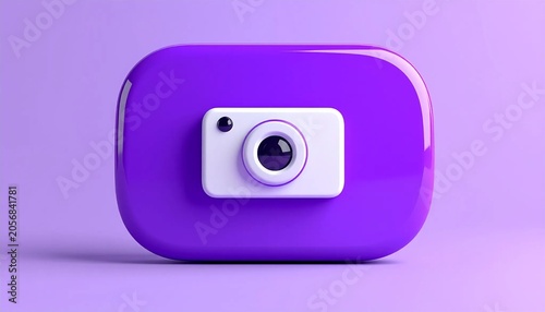Glossy purple rounded rectangle button with white video camera icon is