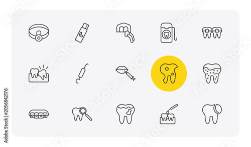 Tableau sur toile dentist outline icon set