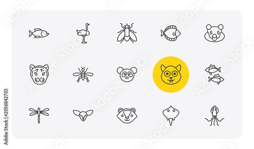 Canvas Print animals outline icon set