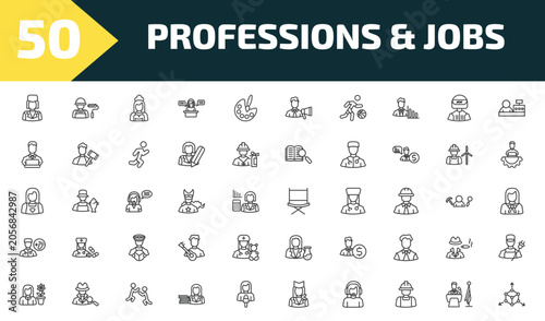 Fotografija professions & jobs outline icon set