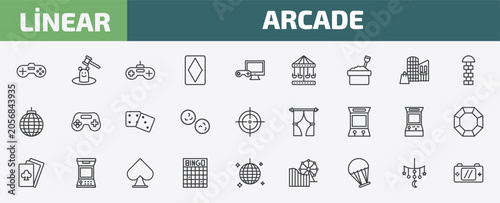 Bild auf Leinwand arcade outline icon set