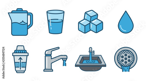 Foto Collection of water related icons and symbols.