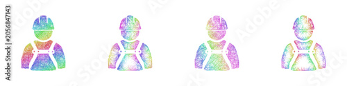 Fotografija Rainbow color sketch ironworker safety harness icon design set