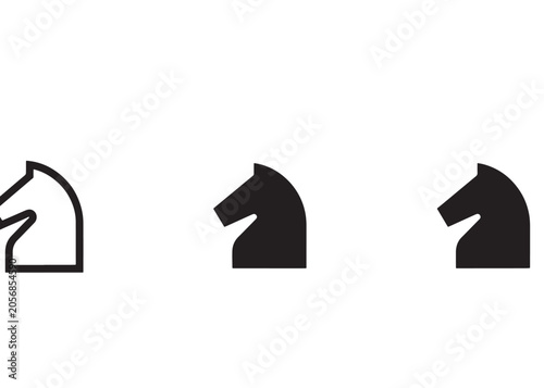 Chess knight icons black and white