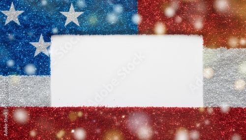 American flag inspired star frame with blank card for July 4 design