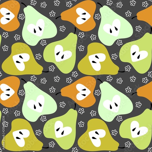 Summer fruit seamless pears pattern for wrapping paper and fabrics and kids and party accessories