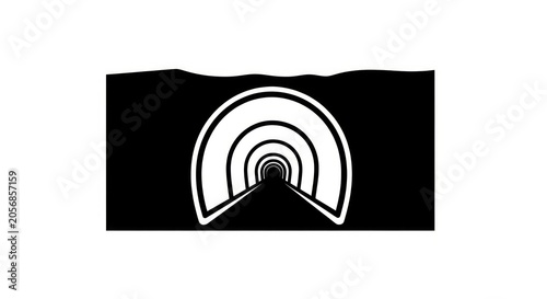Tunnel entrance with white lines.