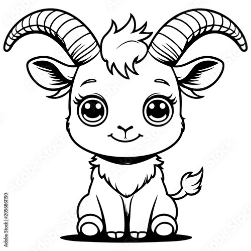 Cute Baby Goat Sitting