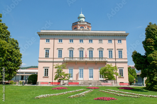 Villa Ciani mansion facade in Parco Ciani of Lugano Switzerland