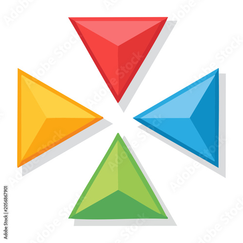 Flat design paper cones in red blue green yellow orange