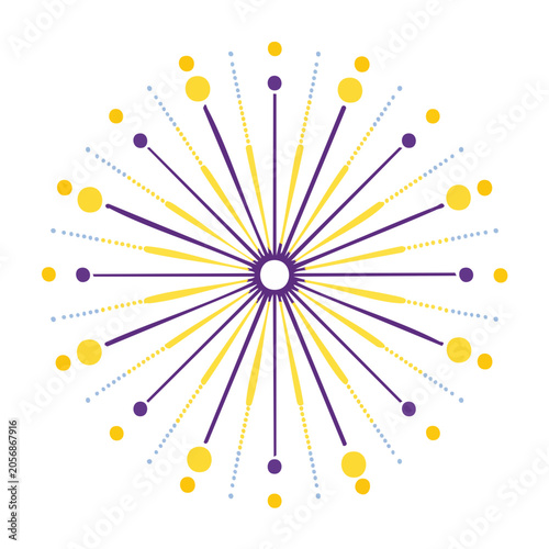 Flat design sunburst vector with dots