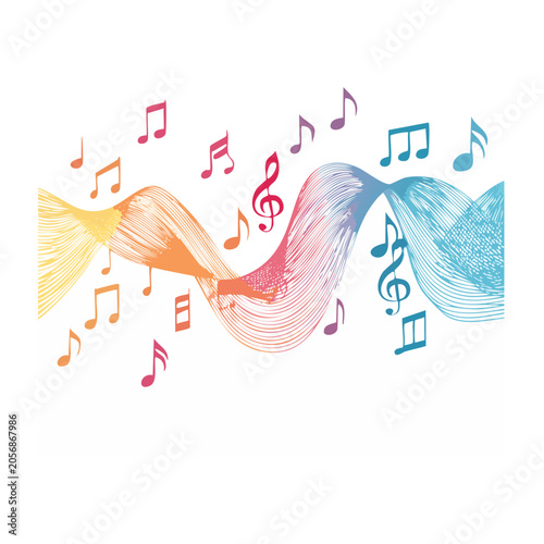 Peacock with musical notes vector illustration