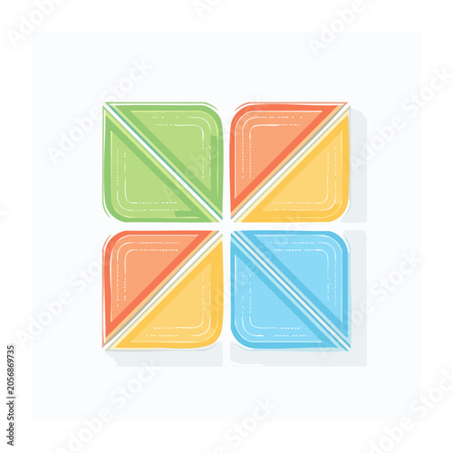 Four abstract geometric cubes in flat design
