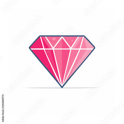 Pink diamond vector icon flat design