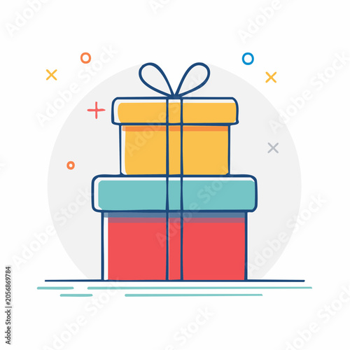 Stack of Colorful Gift Boxes with Ribbon