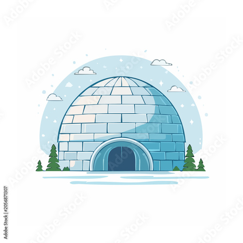 Geometric blue dome structure with steps