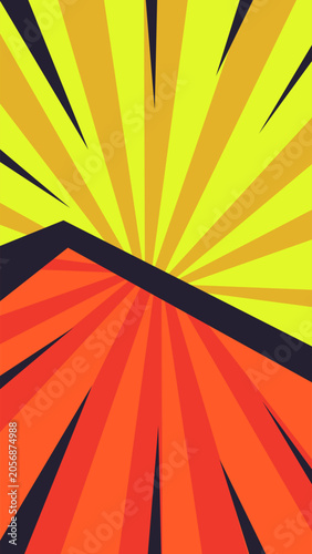 Foto Dynamic Abstract Burst of Yellow and Orange Rays.