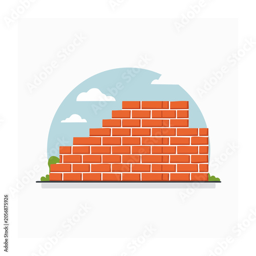 Flat design brick arch with cloud