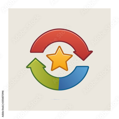 Flat design compass icon with star
