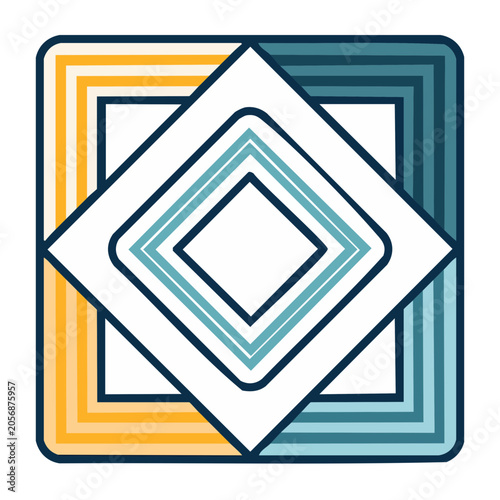 Flat design cube with diagonal stripes