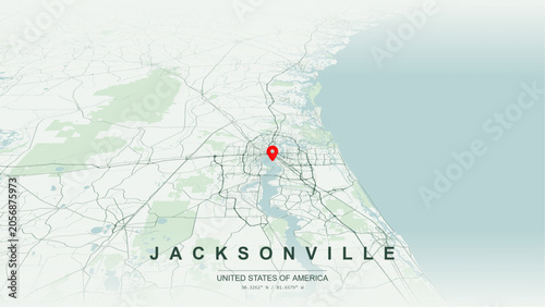 Billede på lærred Minimalist vector map of Jacksonville, Florida, USA