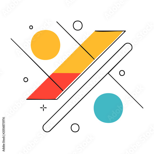 Flat design geometric shapes with plus sign