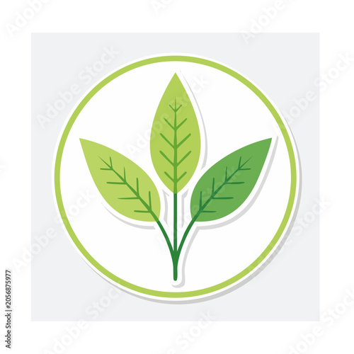 Flat design green plant icon isolated