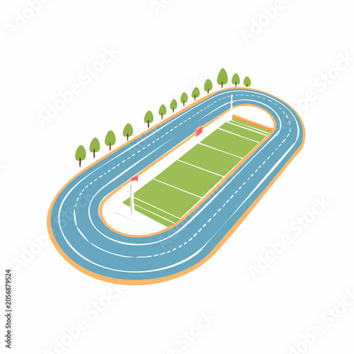 Illustration of a Running Track and Sports Field