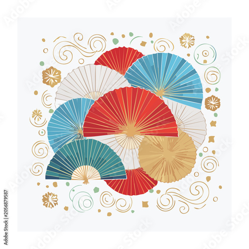Traditional decorative fan pattern vector