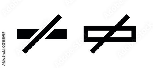 Obraz na płótnie Not allowed or unequal sign icon with a rectangle, symbolizing prohibition or re