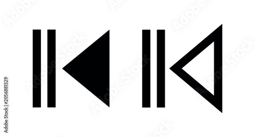 Photos Skip backward media control icon in solid and outline style
