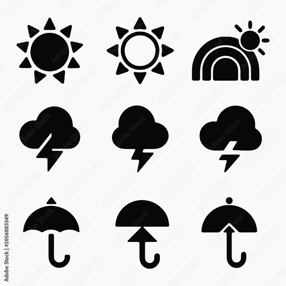 Obraz premium Weather icons in minimalist style vector set