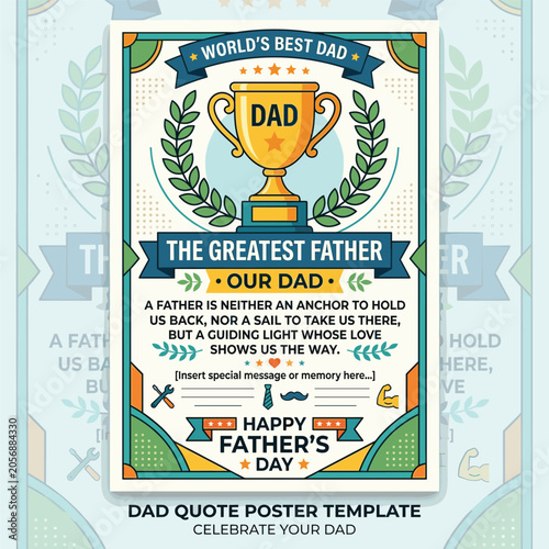 Dad Quote Poster Template With Trophy With Lawnmower