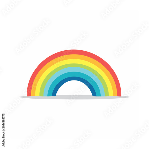 Flat design rainbow arch on white background