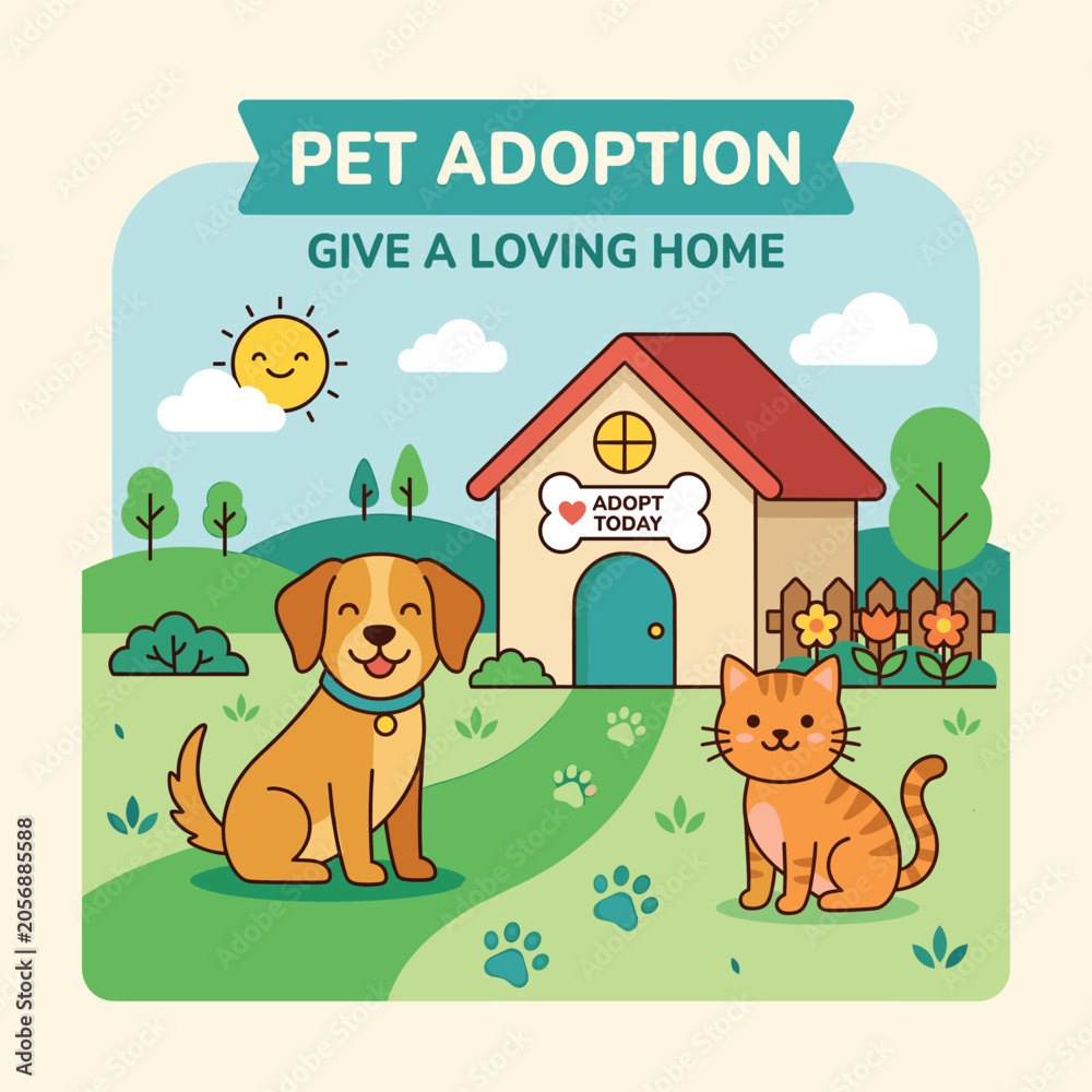 Fototapeta premium Pet Adoption Give A Loving Home In Garden