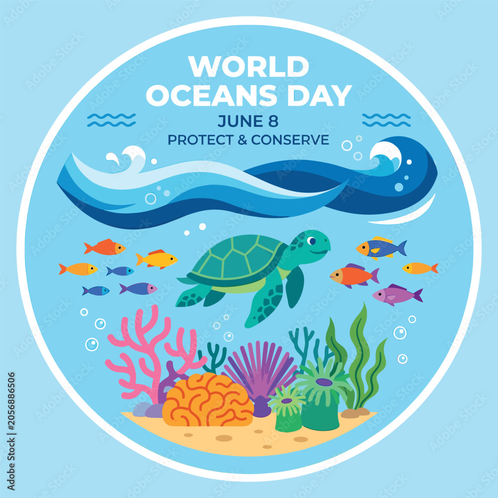 Fototapeta premium World Oceans Day Turtle With Sea Turtle