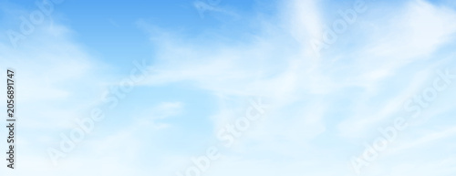 Tableau sur toile Soft blue sky with wispy white clouds, serene and airy texture background vector