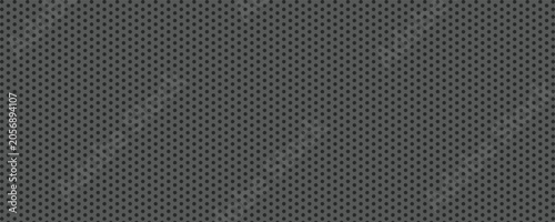Quadro su tela Pegboard peg board gray wall with circle dots, holes in geometric grid pattern