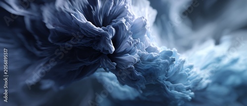 Macro View of Swirling Blue Ink Clouds in Water Texture